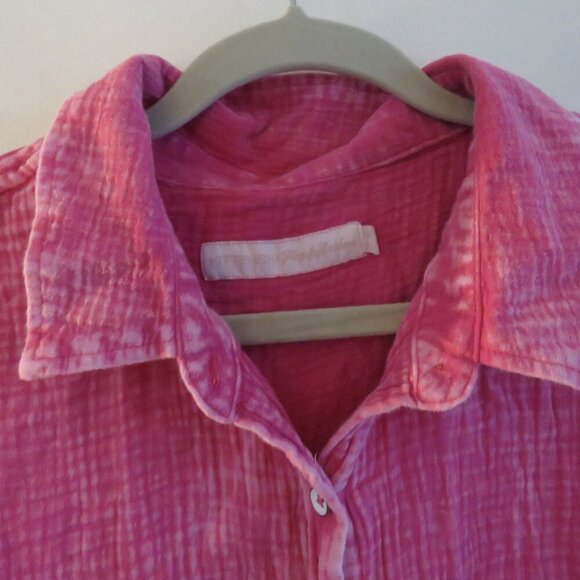 KITTENISH X FLAG & ANTHEM Morgan Boyfriend Shirt in Fuchsia Pink Casual Size XL - Picture 4 of 14